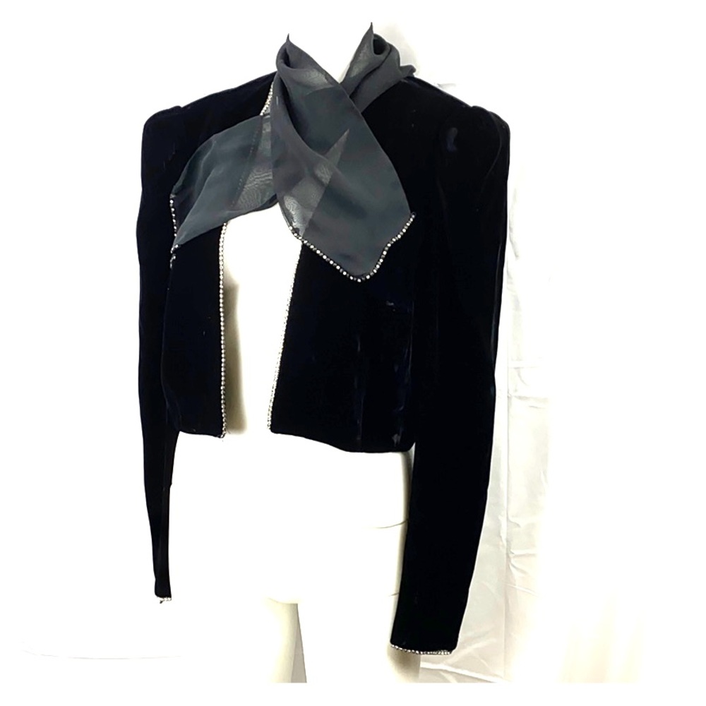 Vintage Lillie Rubin Blk Velvet Rhinestone Jacket